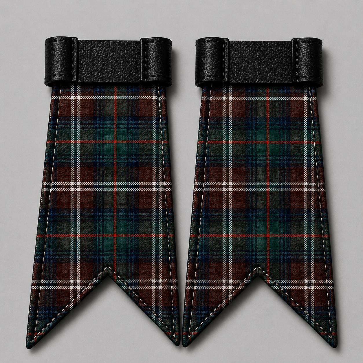 Chisholm Hunting Modern tartan kilt flashes paired with traditional Highland kilt hose accessory