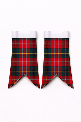 Handmade Christie tartan kilt in green, navy, and red overcheck pattern
