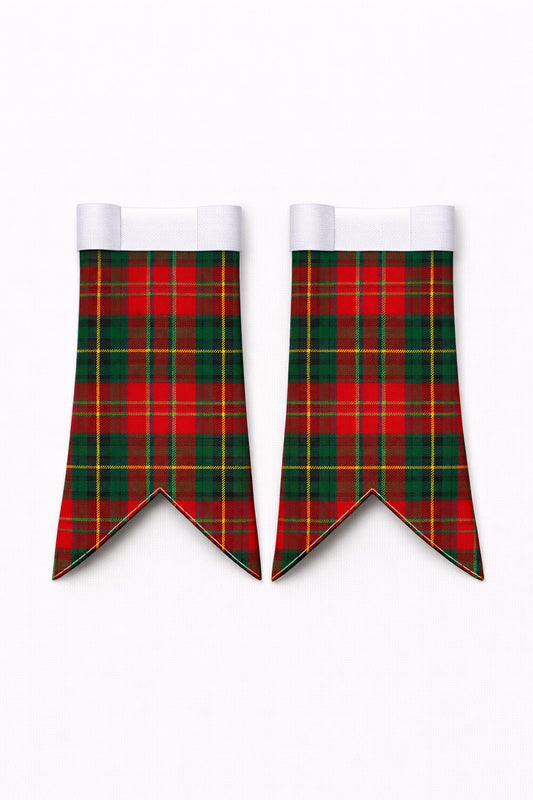 Handmade Christmas tartan kilt in red, green, and white festive pattern
