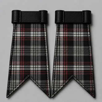 Clan Auld Lang Syne Grey Tartan Flashes for Scottish kilt hose and traditional Highland dress accessories