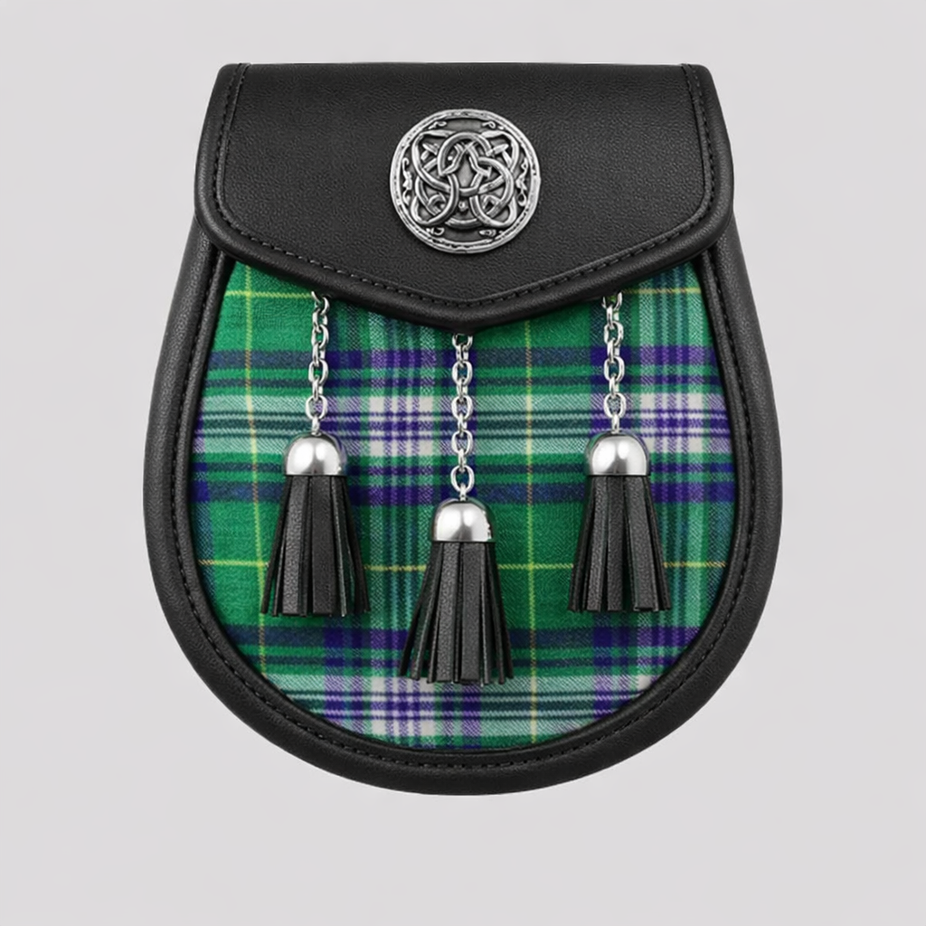Clan Jones tartan sporran with traditional tassels and durable leather backing