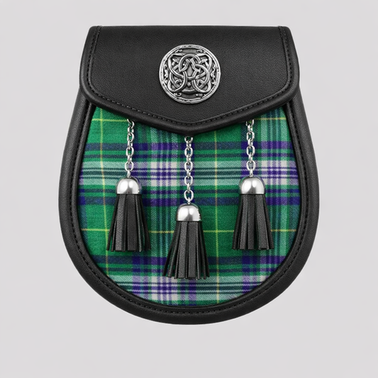 Clan Jones tartan sporran with traditional tassels and durable leather backing