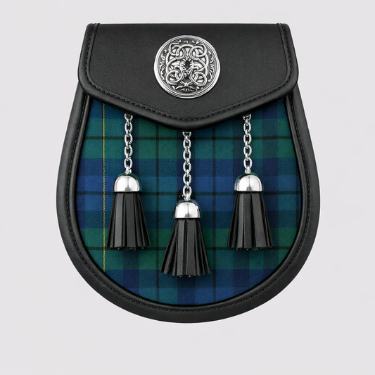 Clan Keith Ancient tartan sporran with traditional tassels and leather backing