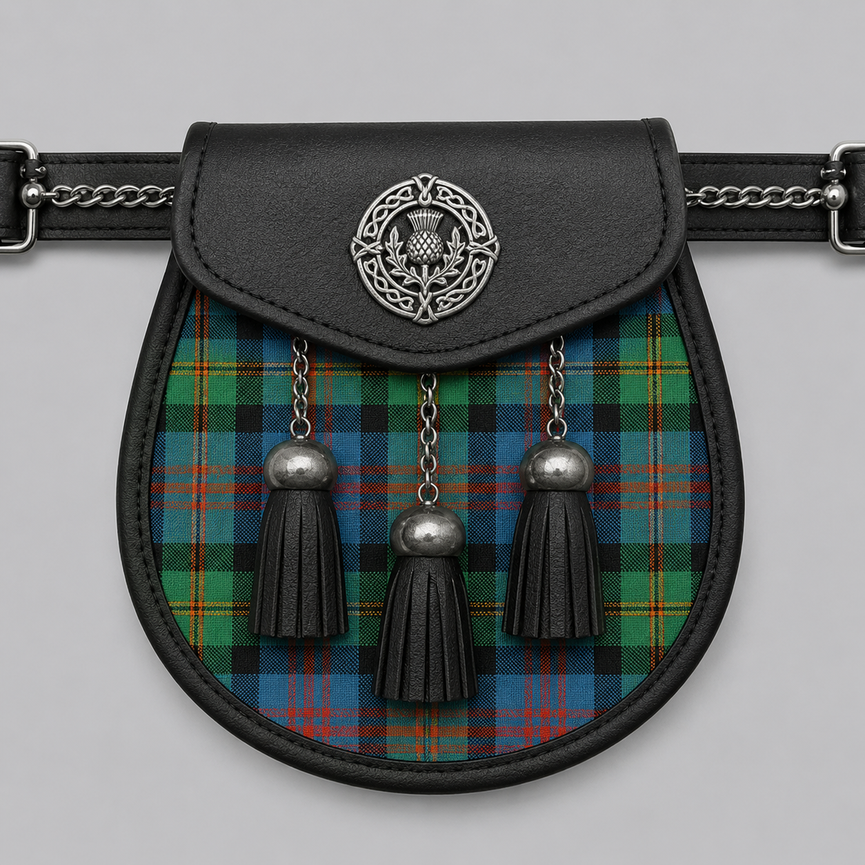 Clan Maclennan Ancient tartan sporran for traditional Scottish Highland kilt outfit and formal clan events