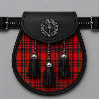 Clan Macleod Red River Ancient tartan sporran for Scottish kilt outfits and Highland formal wear