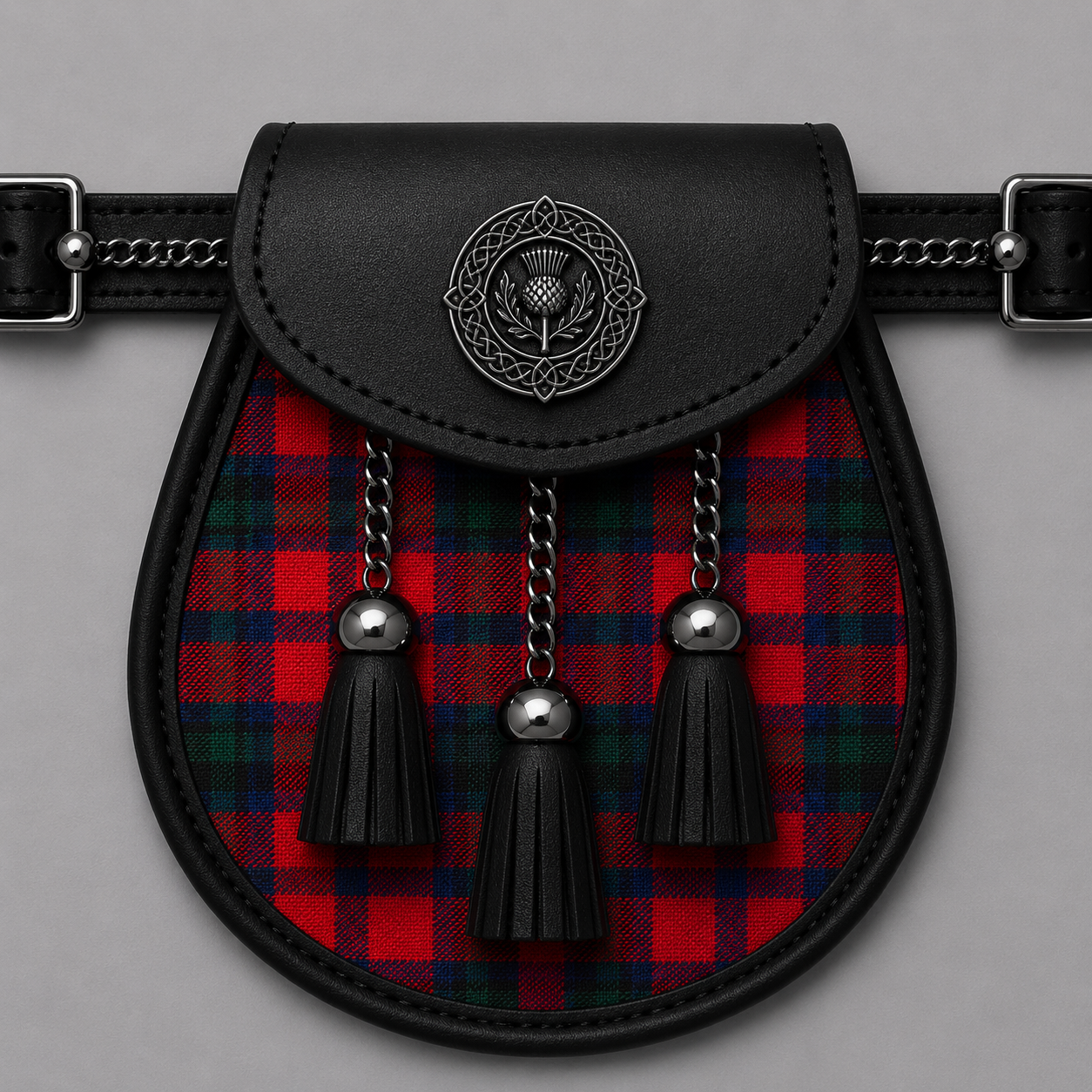 Clan Macnaughton Modern tartan sporran for traditional Scottish kilt attire and Highland formal wear