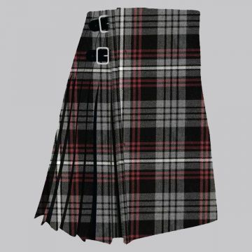 Clan Auld Lang Syne grey tartan kilt for men, traditional pleated Scottish kilt
