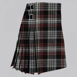 Clan Auld Lang Syne grey tartan kilt for men, traditional pleated Scottish kilt

