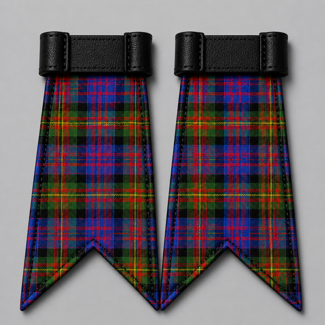Clan Carnegie Ancient tartan flashes for traditional Scottish Highland kilt hose and formal dress wear