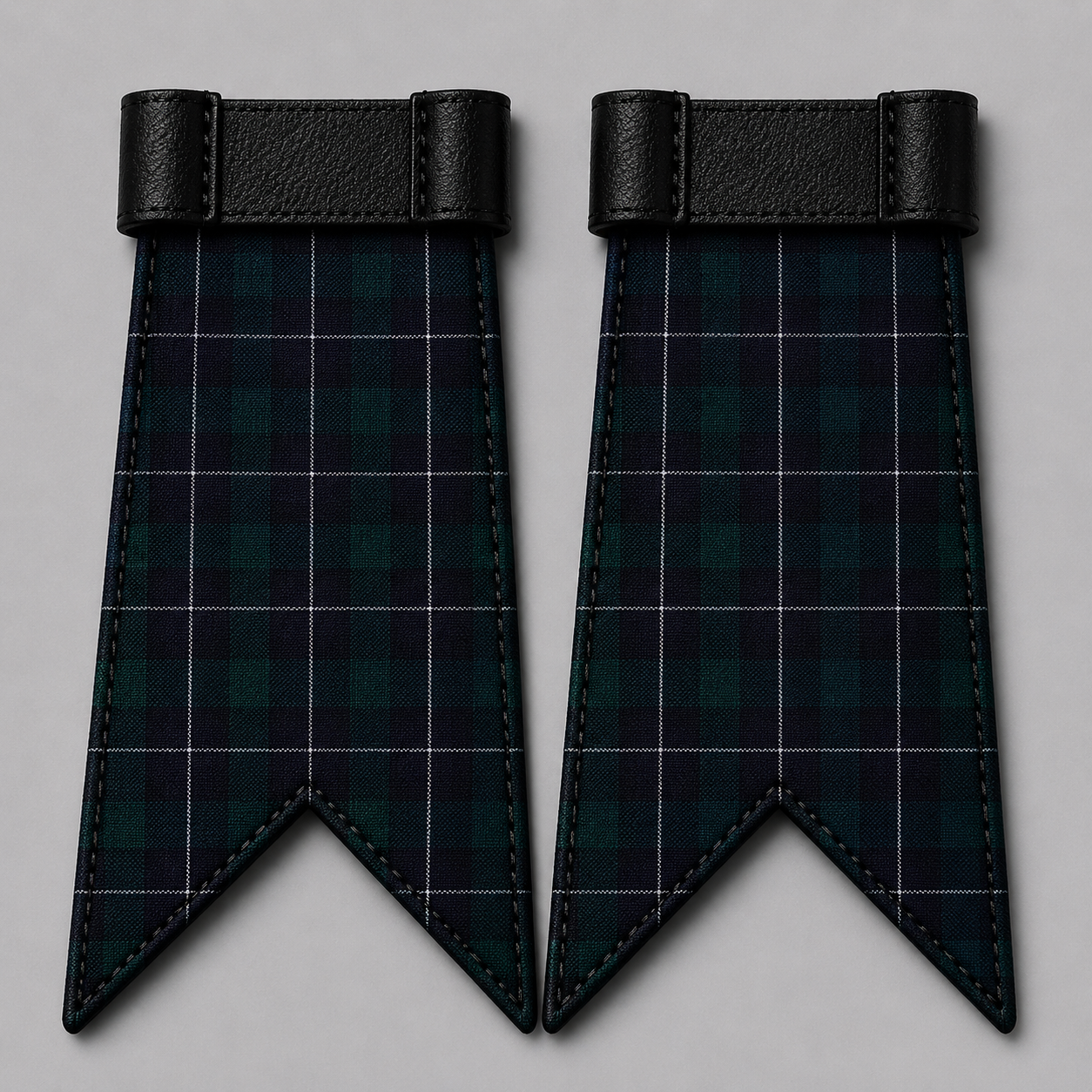 Clan Irvine Modern tartan flashes attached to kilt hose for traditional Scottish Highland dress wear