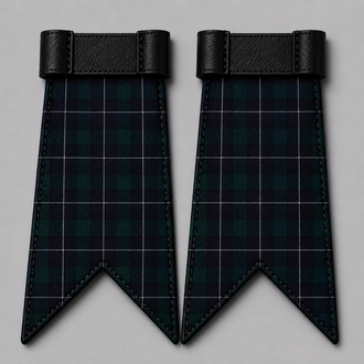 Clan Irvine Modern tartan flashes attached to kilt hose for traditional Scottish Highland dress wear