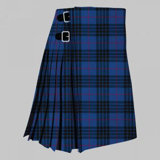 Clan Mackay blue tartan kilt for men, traditional Scottish pleated kilt design
