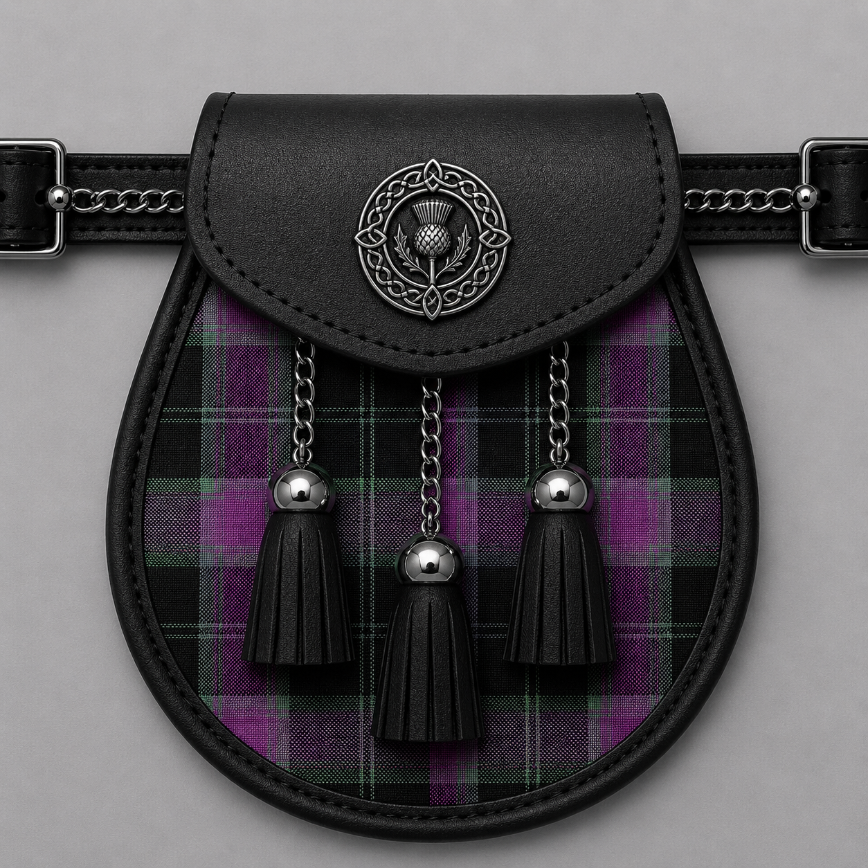 County Carlow Ancient tartan sporran accessory for Scottish and Irish kilt outfits