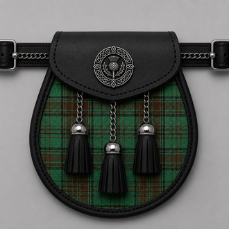 County Dublin tartan sporran featuring traditional Irish pattern for Highland wear, weddings, and formal kilt outfits