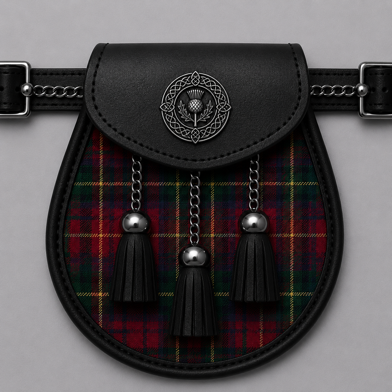 County Meath Modern tartan sporran accessory for Highland kilt outfits and traditional Scottish formal wear