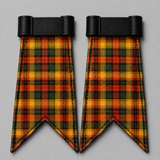 County Derry Tartan Flashes attached to kilt hose for traditional Scottish Highland dress attire