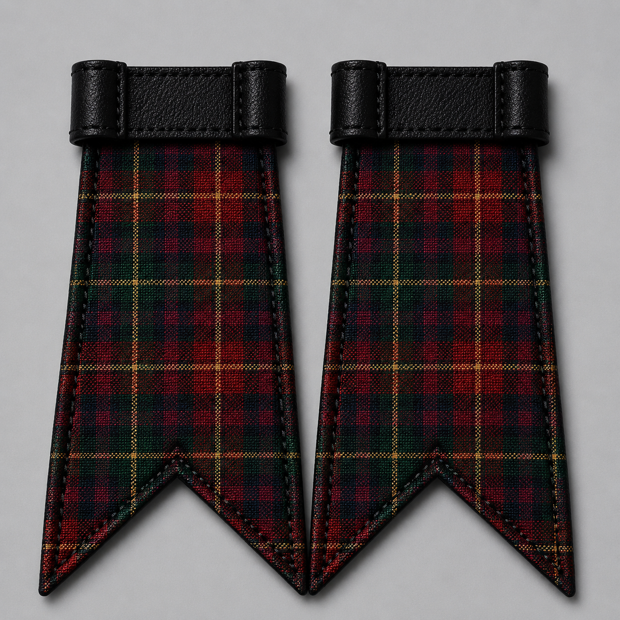 County Meath Modern tartan kilt flashes paired with Highland hose for traditional Scottish and Irish dress wear
