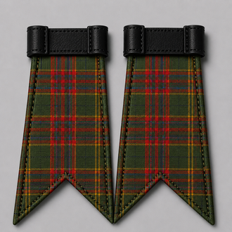County Westmeath tartan flashes pair with elastic garters for traditional kilt hose and Highland dress wear