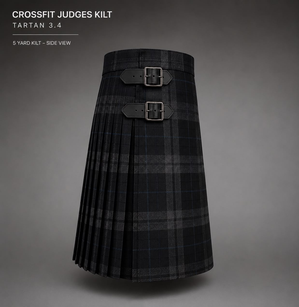 CrossFit Judges Tartan 3.4 traditional 5-yard casual kilt with pleated design and adjustable straps