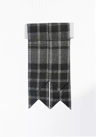 Custom Grey Watch tartan kilt flashes with elastic garter in grey and black tones