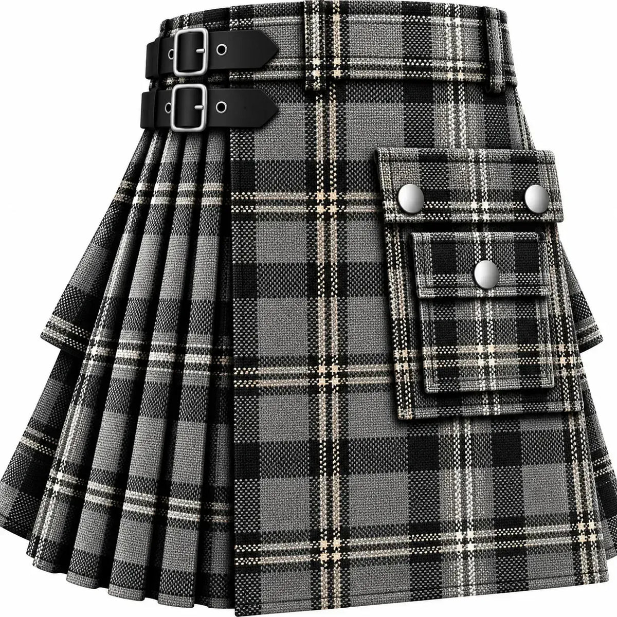 Douglas Grey Ancient Tartan Kilt in traditional Scottish Highland style

