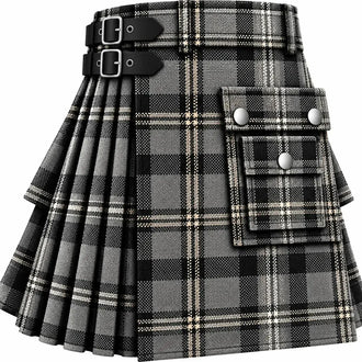 Douglas Grey Ancient Tartan Kilt in traditional Scottish Highland style

