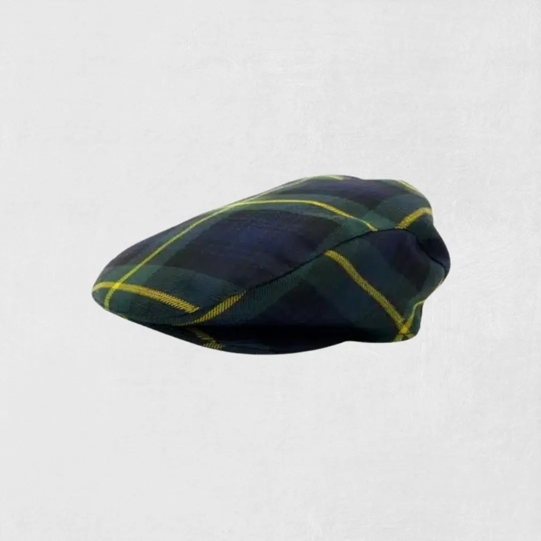 Front view of Dress Gordon Tartan Irish Hat with traditional flat cap styling.