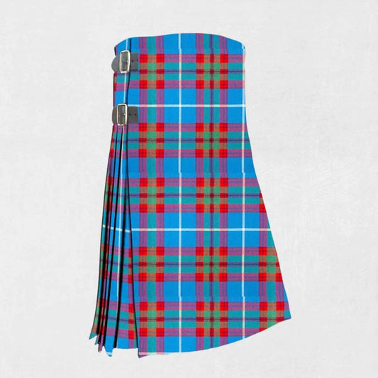 Hand made Edinburgh tartan kilt with blue, green, and red check pattern