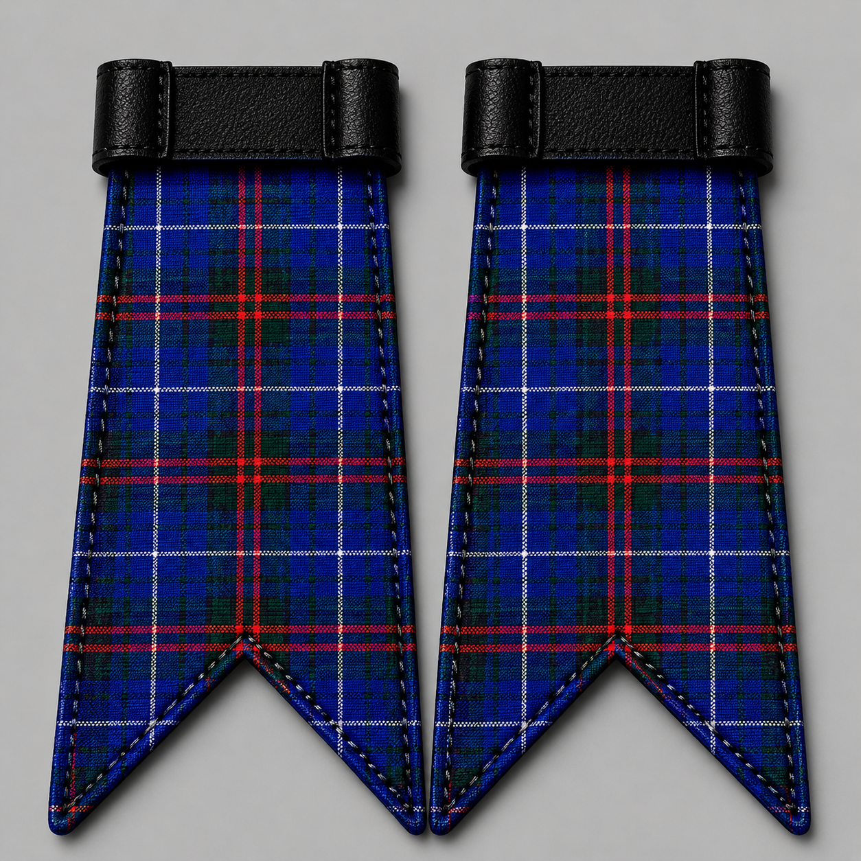 Edmonstone Modern tartan flashes attached to kilt hose for traditional Scottish Highland dress attire