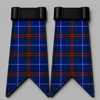 Edmonstone Modern tartan flashes attached to kilt hose for traditional Scottish Highland dress attire