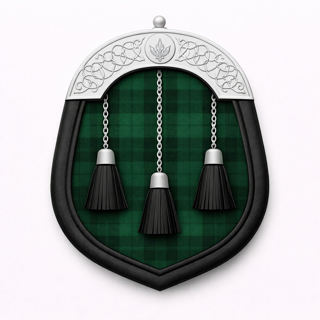 Erskine tartan sporran with traditional Highland design for Scottish kilt outfits
