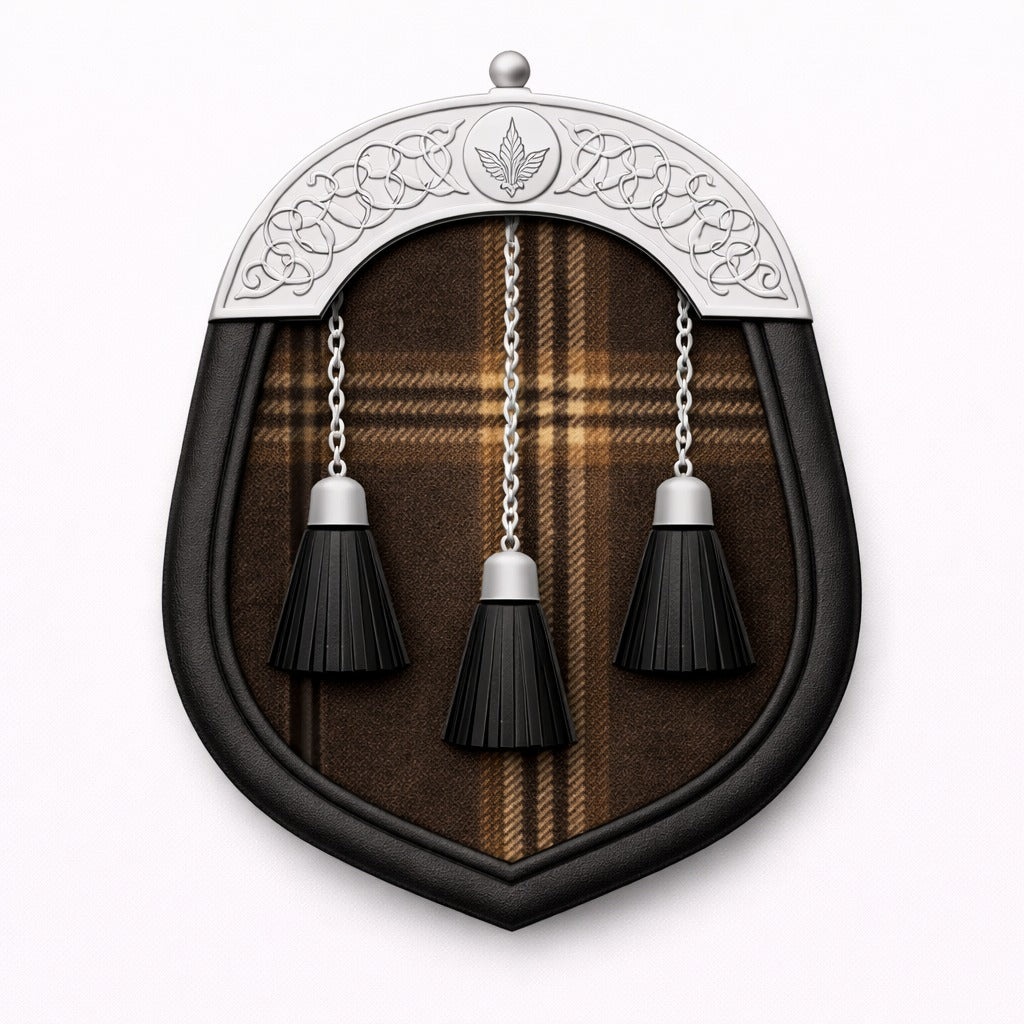 Eternity tartan sporran with traditional Highland design for Scottish kilt outfits
