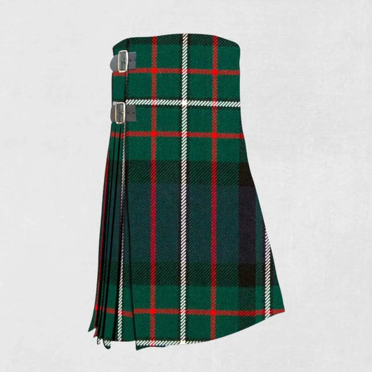 Hand made Ferguson tartan kilt with blue, green, and red check pattern