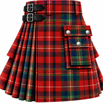 Fraser Arisaid Red Tartan Kilt in traditional Scottish Highland style

