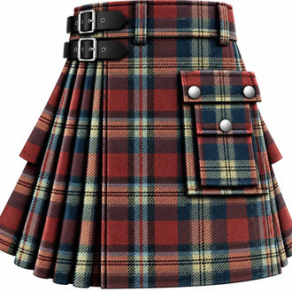 Fraser Arisaid Wine Blue Tartan Kilt in traditional Scottish Highland style