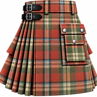 Fraser Old Ancient Tartan Kilt in traditional Scottish Highland style