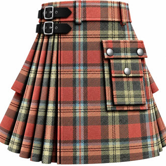 Fraser Old Weathered Tartan Kilt in traditional Scottish Highland style

