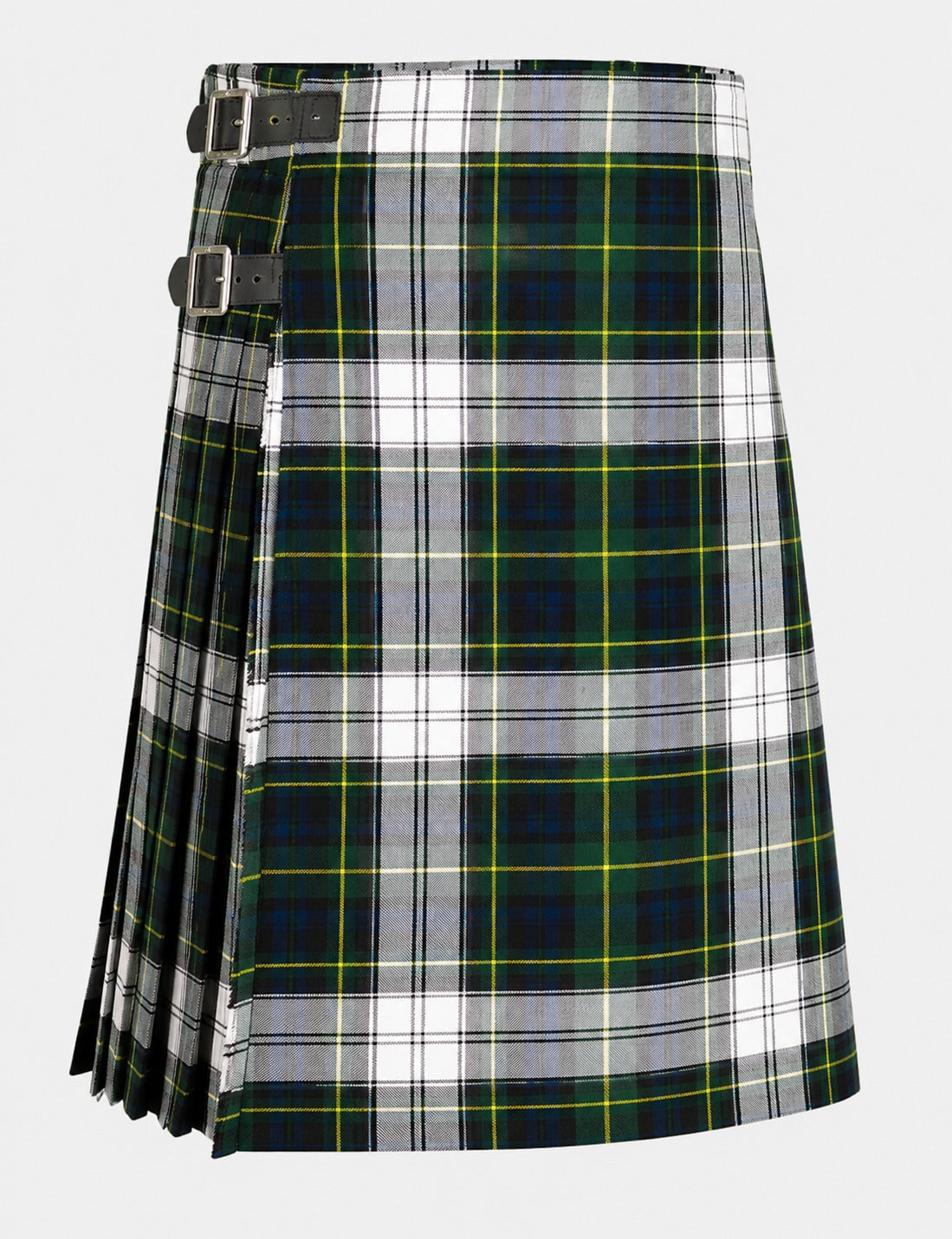 Gordon Dress Modern Tartan Kilt featuring traditional Scottish pleats and adjustable leather straps for men