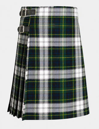 Gordon Dress Modern Tartan Kilt featuring traditional Scottish pleats and adjustable leather straps for men
