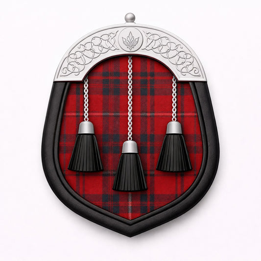 Grant tartan sporran with traditional Highland design for Scottish kilt outfits
