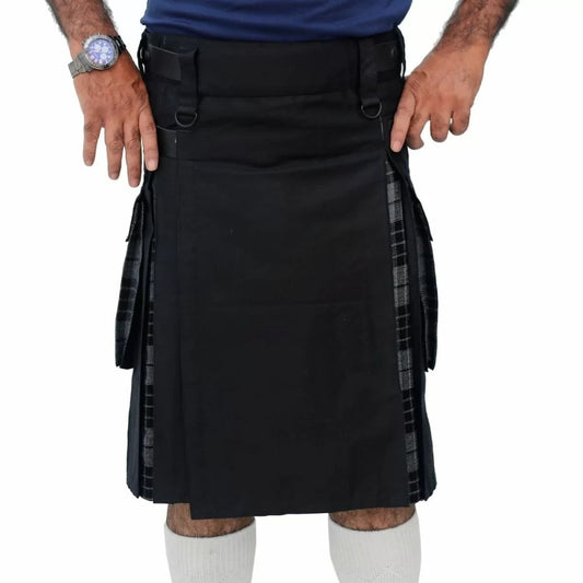 Grey Watch and Black Hybrid Kilt – Modern Utility Scottish Kilt
