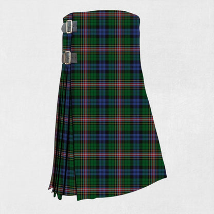 Hand-made Allison Tartan Kilt front view, showcasing adjustable straps and premium wool fabric with the vibrant Allison Tartan pattern.