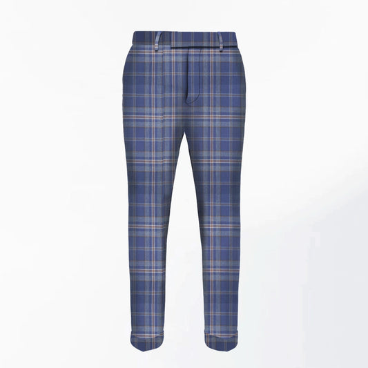 Handmade Arran Mist Tartan Trousers - Front view showing the unique Arran Mist tartan design and tailored fit.