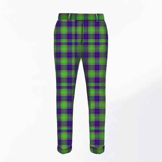 Handmade Ayrshire Tartan Trousers - Front view showcasing the elegant Ayrshire tartan design and tailored fit.