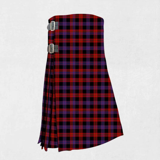 Handmade brown tartan kilt with earthy checkered pattern and leather straps