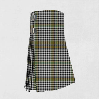 Hand made Burns tartan kilt with red, black, green, and white check pattern