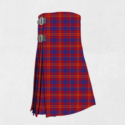 Hand made Butler tartan kilt with green, red, navy, and yellow check pattern