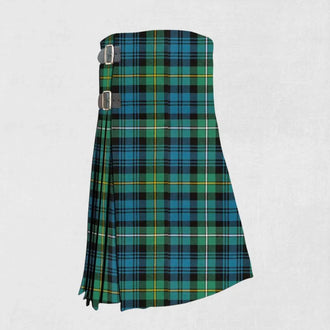 Hand made Campbell of Argyll tartan kilt in dark green, navy, and black pattern