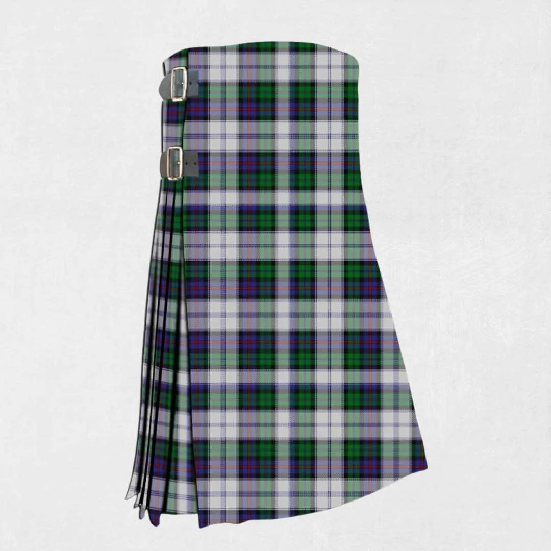 Campbell of Cawdor Dress tartan kilt in blue, green, white, and black pattern