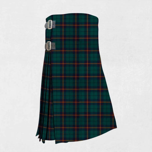 Hand made Carmichael tartan kilt with red, blue, and green check pattern